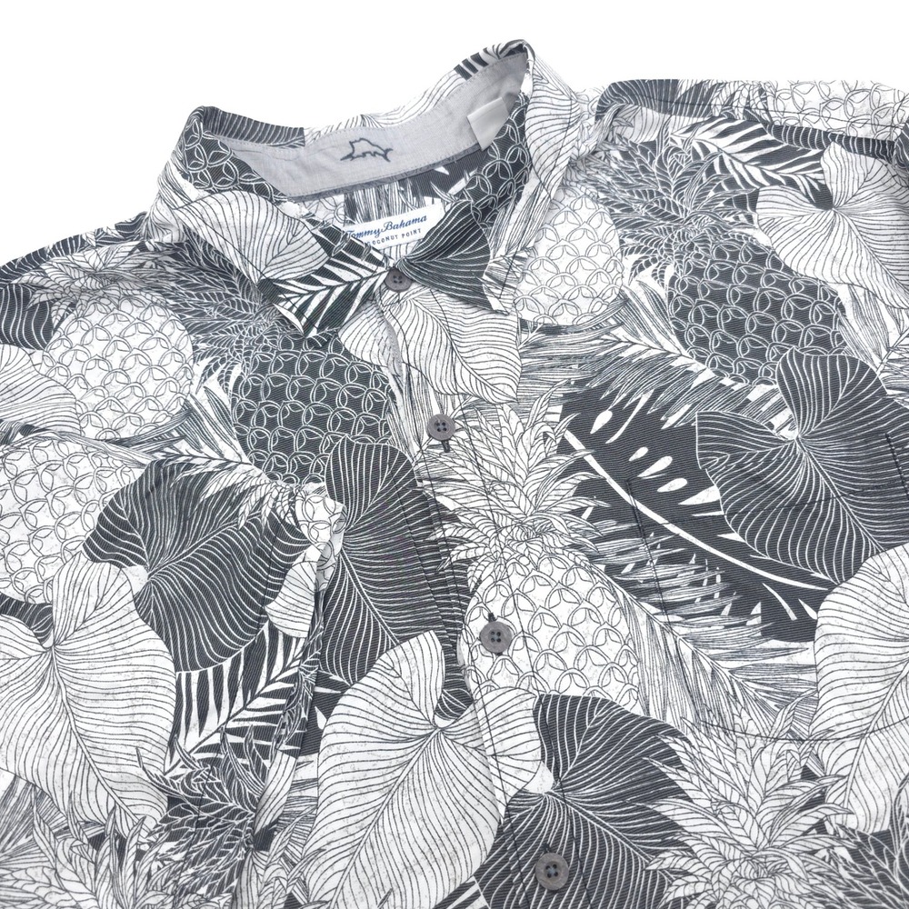 Tommy Bahama The Coconut Point Men 3XL Big IslandZone Gray Floral Tropical Shirt